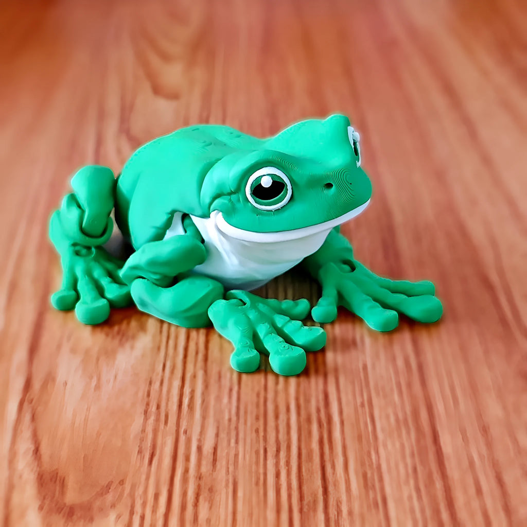 Lucky Tree Frog forest green PLA plastic movable magnetic small animal toy 18cm
