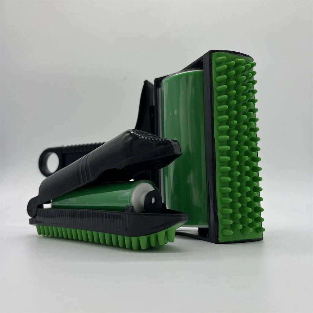 Portable washable hair remover with adhesive roller in yellow and green colour options