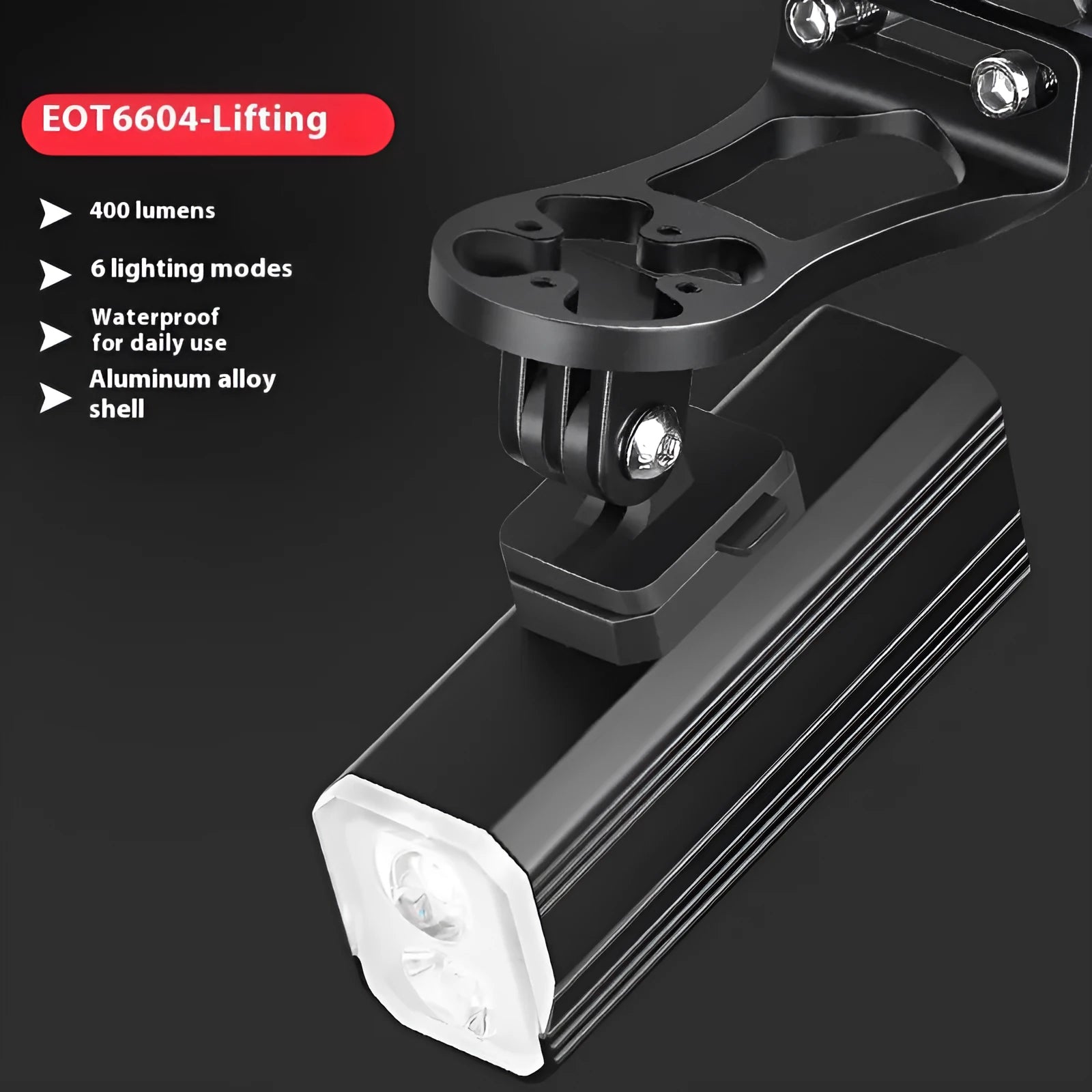 Mountain bike night riding lights with aluminium alloy body and silicone mounting bracket