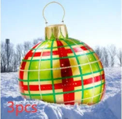 60cm diameter PVC inflatable Christmas ball decoration in various colour patterns