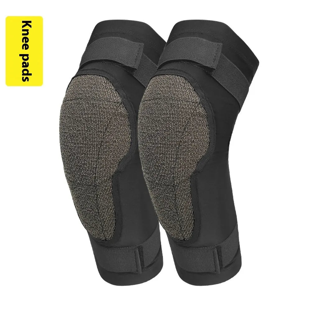 X-ray diffraction skiing protective gear set showing hip pads and knee pads for anti-fall cushioning