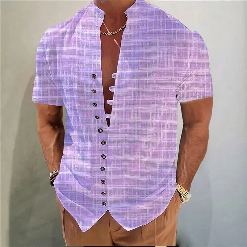 Youth wearing a short sleeve cardigan with a geometric 3D floral print pattern.
