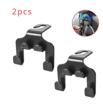 Car multifunction mobile phone holder hook in ABS plastic, 2-piece set for dashboard mounting