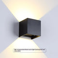 Black outdoor waterproof wall lamp with aluminium body and warm 6W LED light