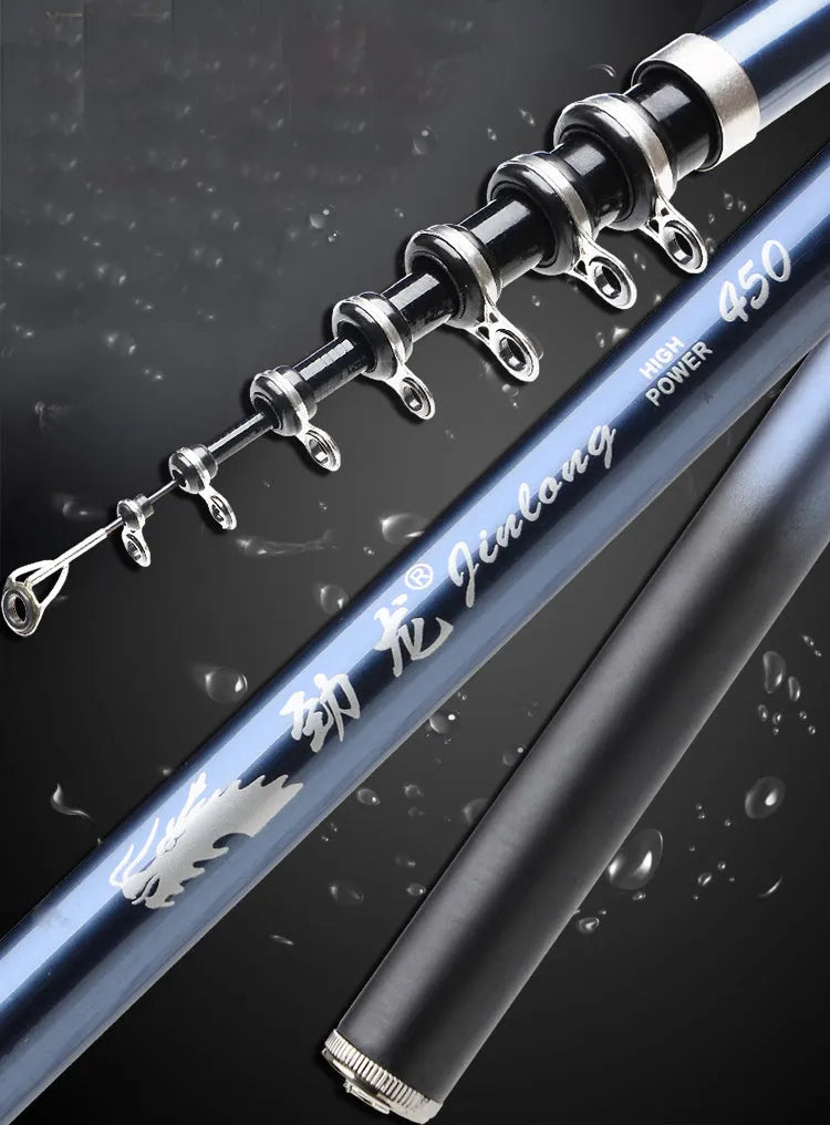 Blue carbon rock fishing rod 2.7m to 5.4m single pole for ocean rock fishing