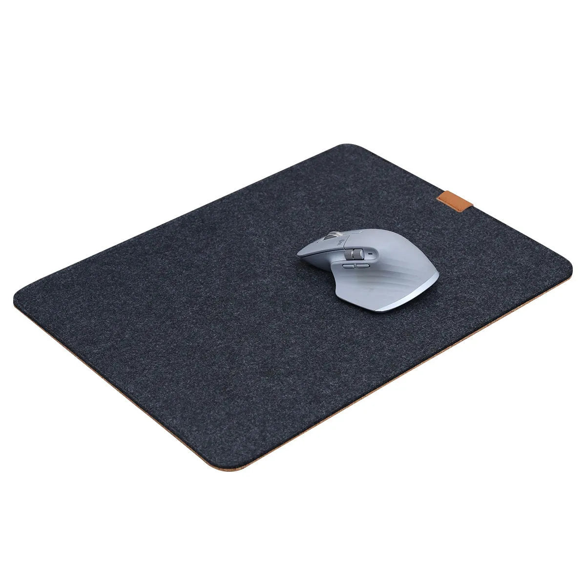 Unisex oversized felt and cork desk mat in grey pattern on office desk