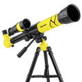 Yellow kids astronomical telescope with 150X magnification on adjustable tripod