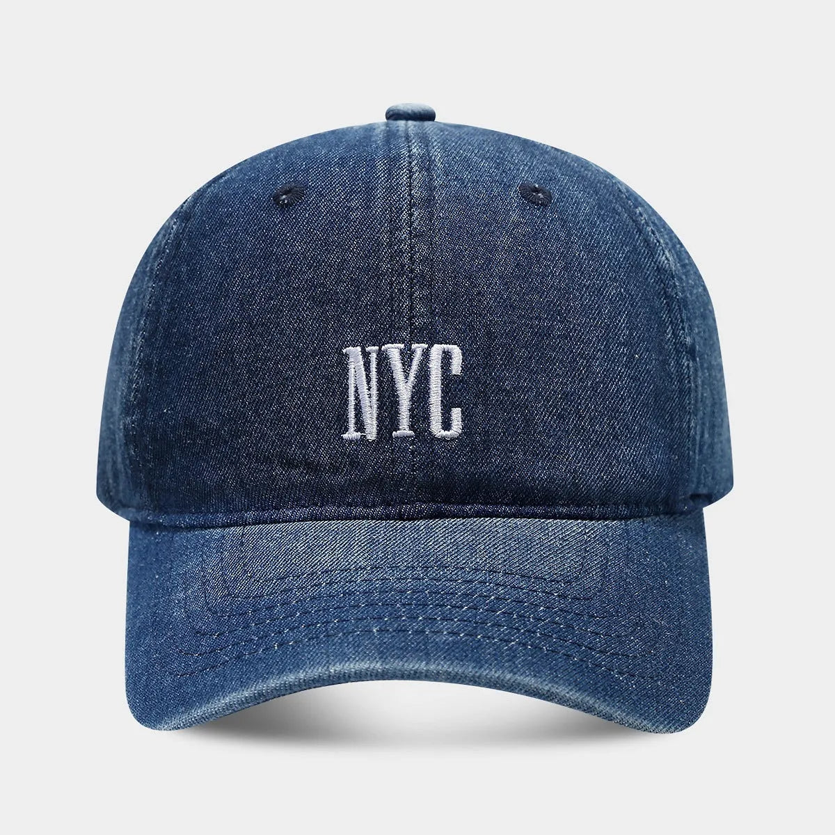 American retro denim baseball cap with embroidered English letters on dome crown