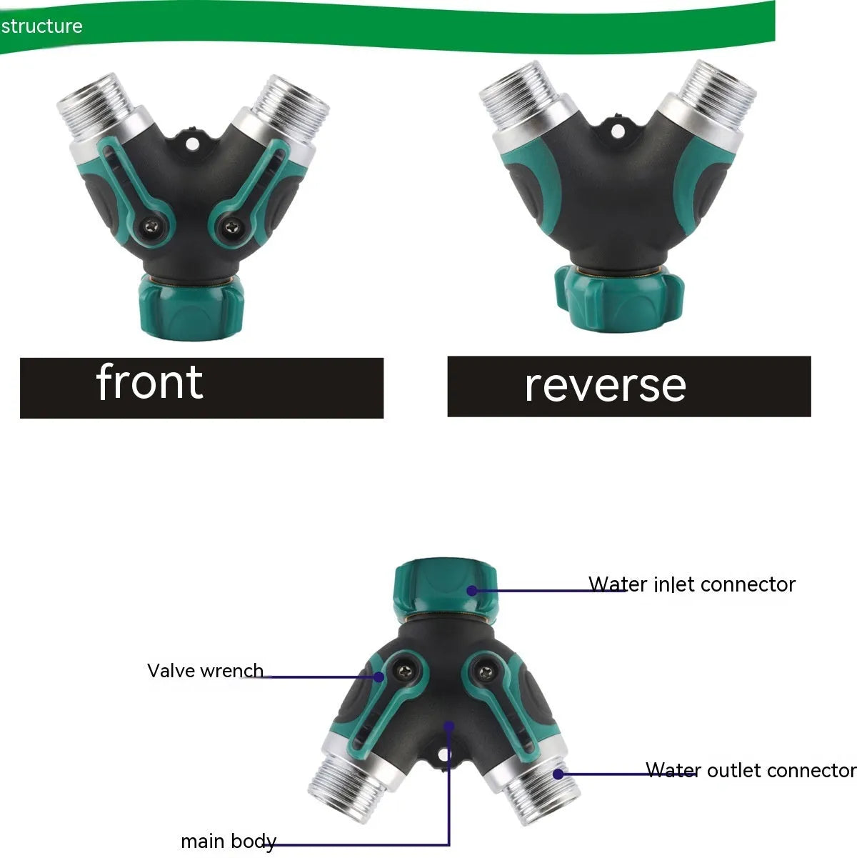 Zinc copper alloy garden ball valve diverter with 6 connection points