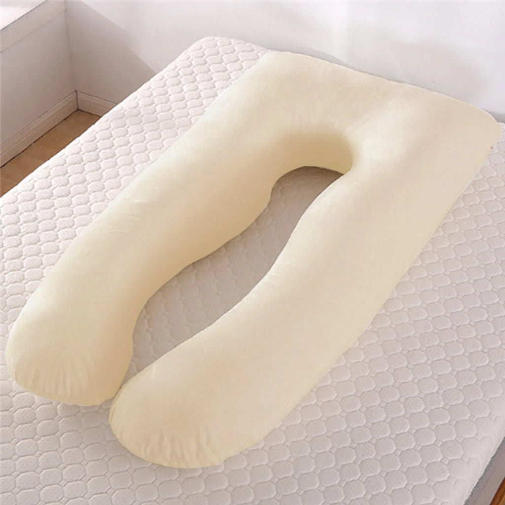 U-shaped maternity pillow for pregnant women in ice silk fabric, shown in light blue colour