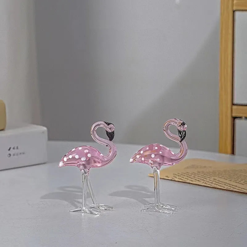 Pink crystal flamingo decorative ornament in modern style on table