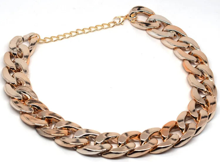 Gold colour dog chain collar with twisted piece design and buckle for small to medium dogs