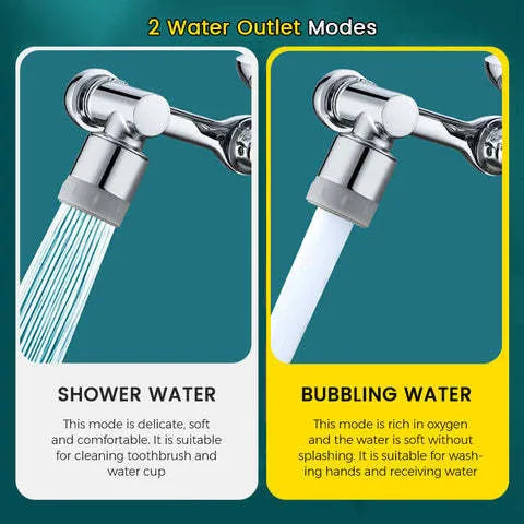 Copper swivel universal extension bubbler with 1080-degree rotation and dual mode water flow for kitchen sink