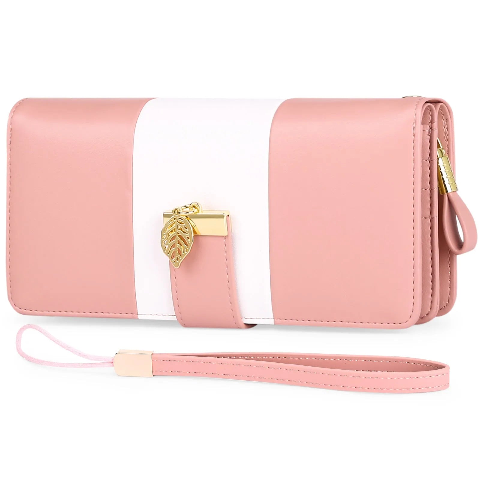 Black anti-theft clutch bag with combination lock showing interior microfiber lining and wallet section.