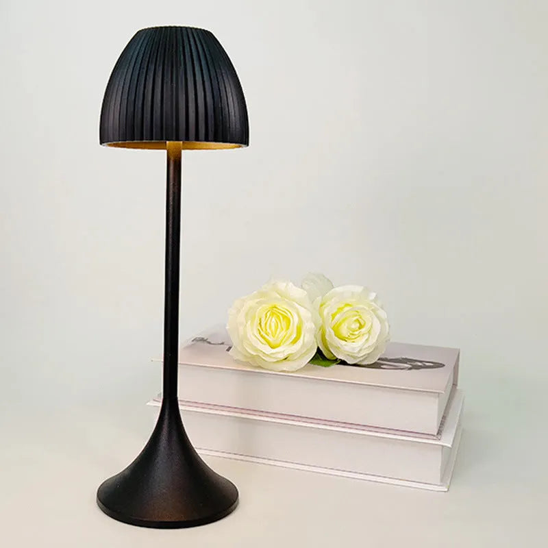 Modern minimalist dimmable night lamp with thin round base in black or white colour