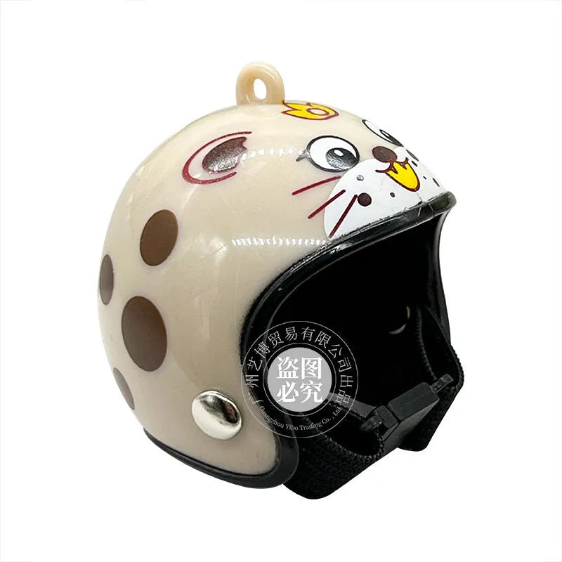 Plastic chicken helmet pet accessory in various colours and designs for poultry headgear.