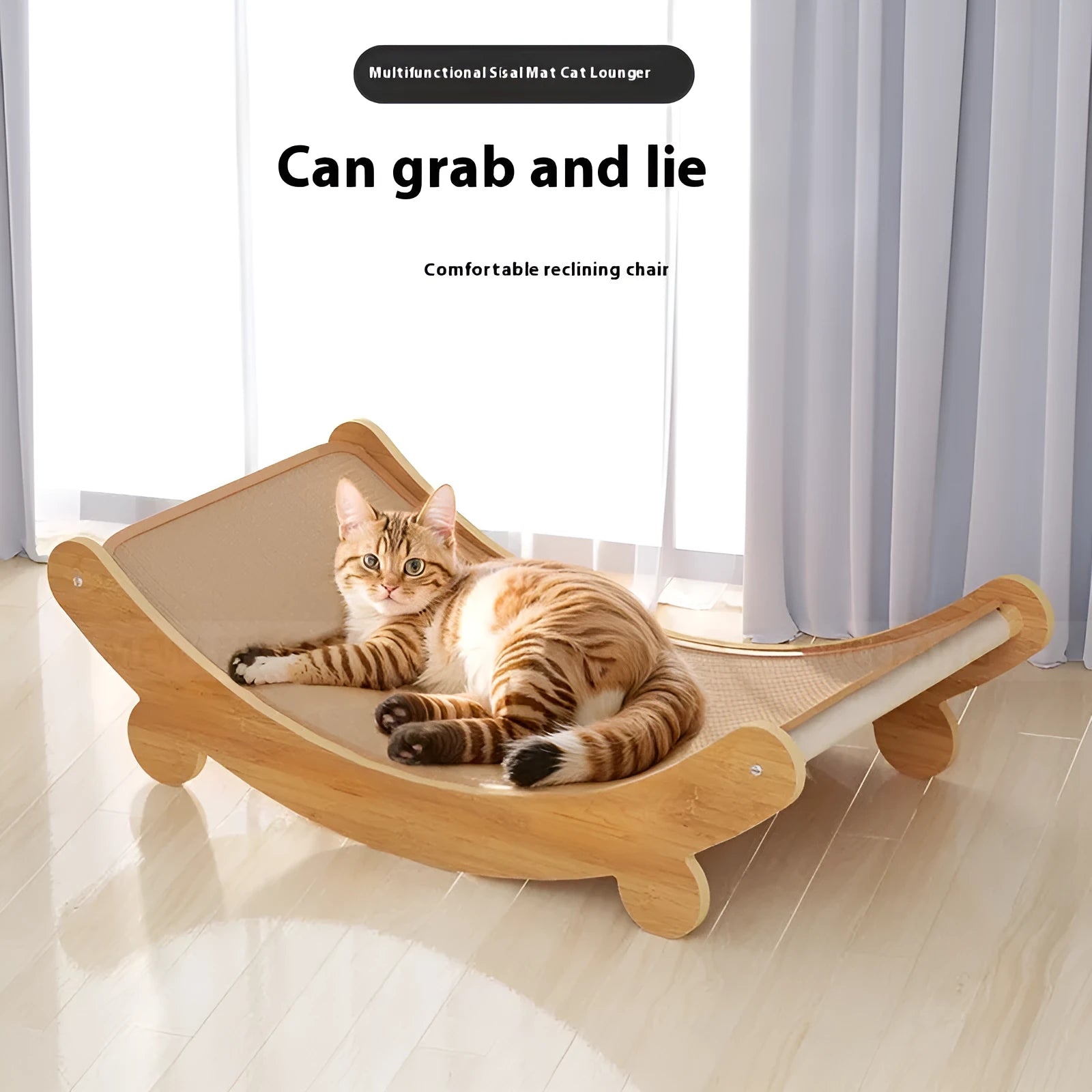 U-shaped sisal fibre cat scratching board recliner lounge chair in pastoral style