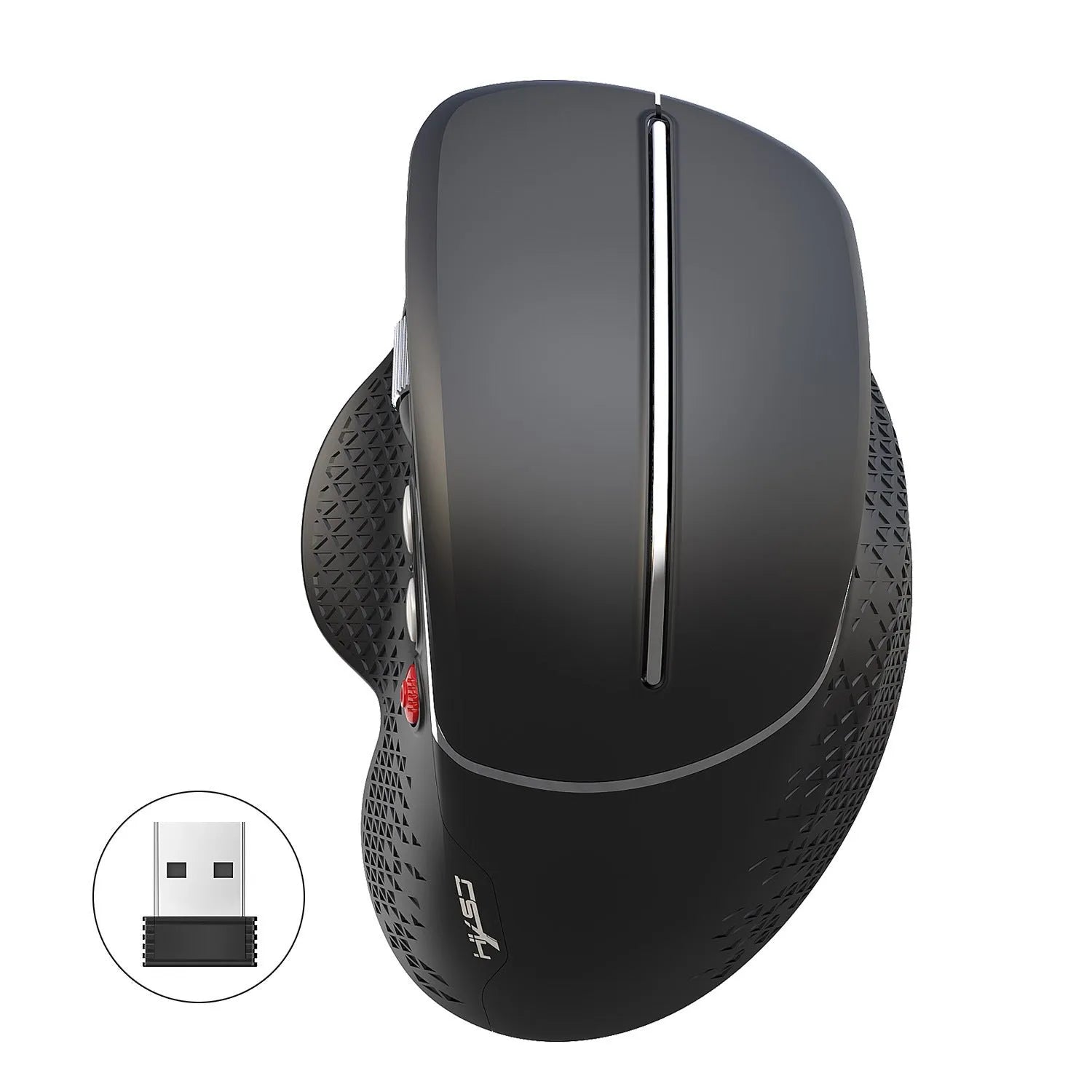 T32 wireless vertical ergonomic mouse with aluminium side roller in black or silver colour