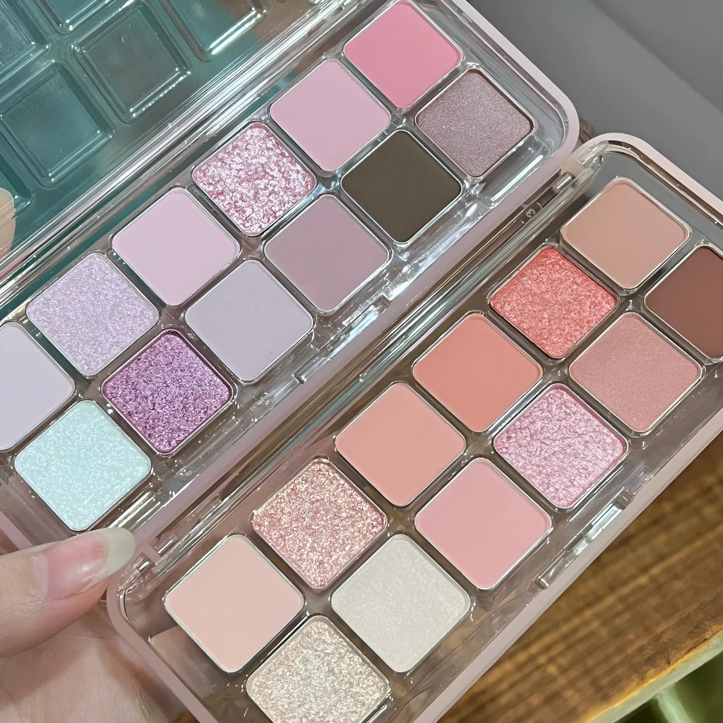 Creative Home 12 colour eye shadow palette showing Peach Apple and Cherry Plum shades