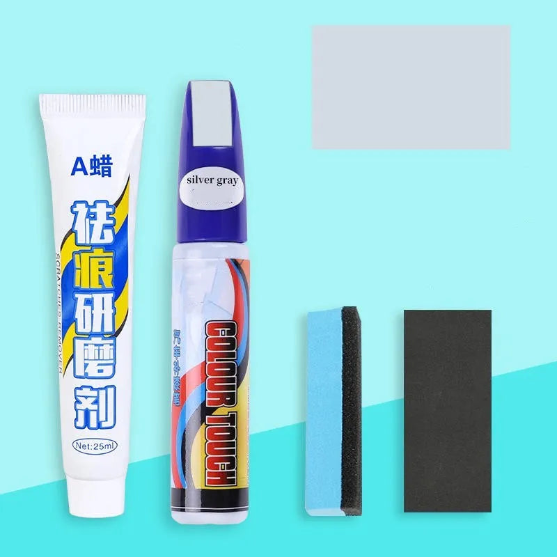 Automotive paint repair pen scratch repair fluid 4-piece kit with touch-up paint pen and accessories