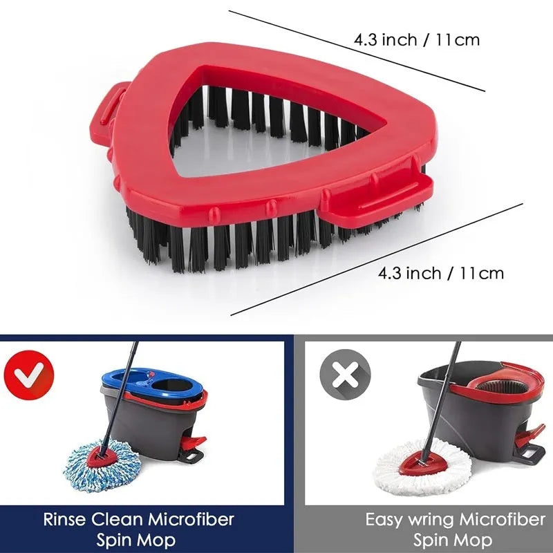 Triangular replacement brush head with PP body and nylon bristles, 13cm x 10.9cm x 3.5cm