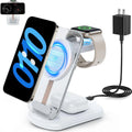 Transparent folding magnetic three-in-one wireless charger in black on a table