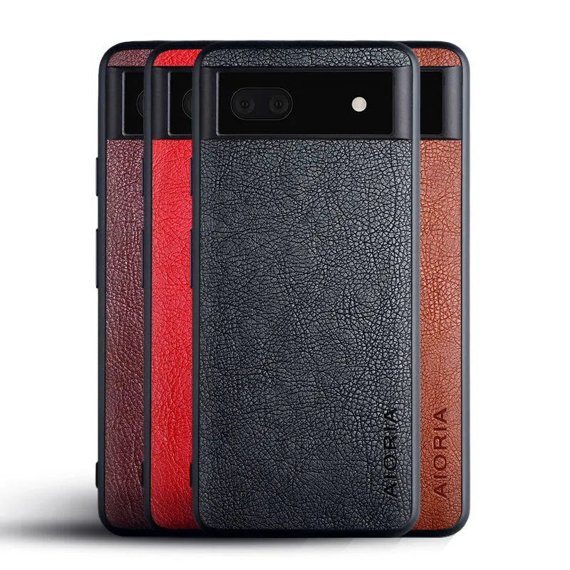 Google Pixel 6 series phone case in PU leather with business classic lychee skin texture