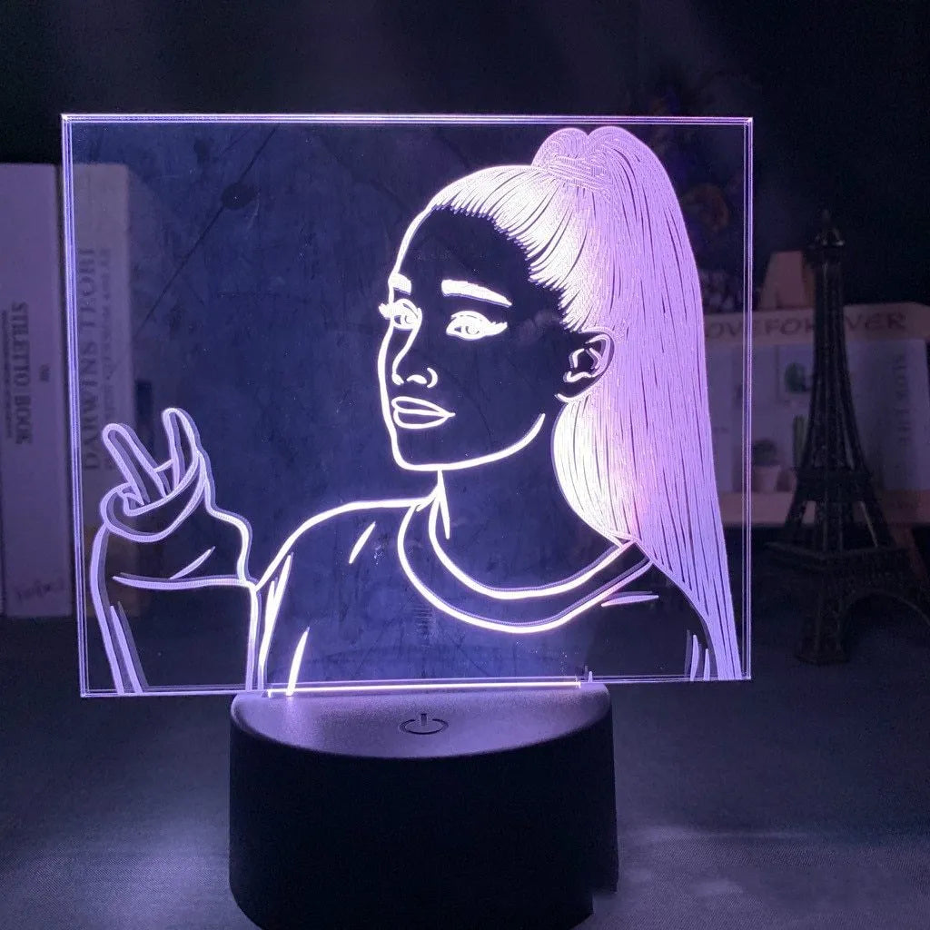 Acrylic 3D night light with European style design and LED illumination on a black base.
