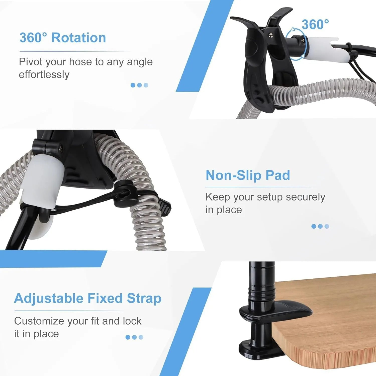 Universal ventilator hose bracket with 95cm length, aluminium alloy and ABS construction
