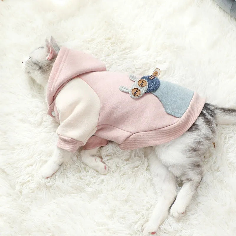 Brown cotton pet sweatshirt on a dog, showing casual fit and soft material.