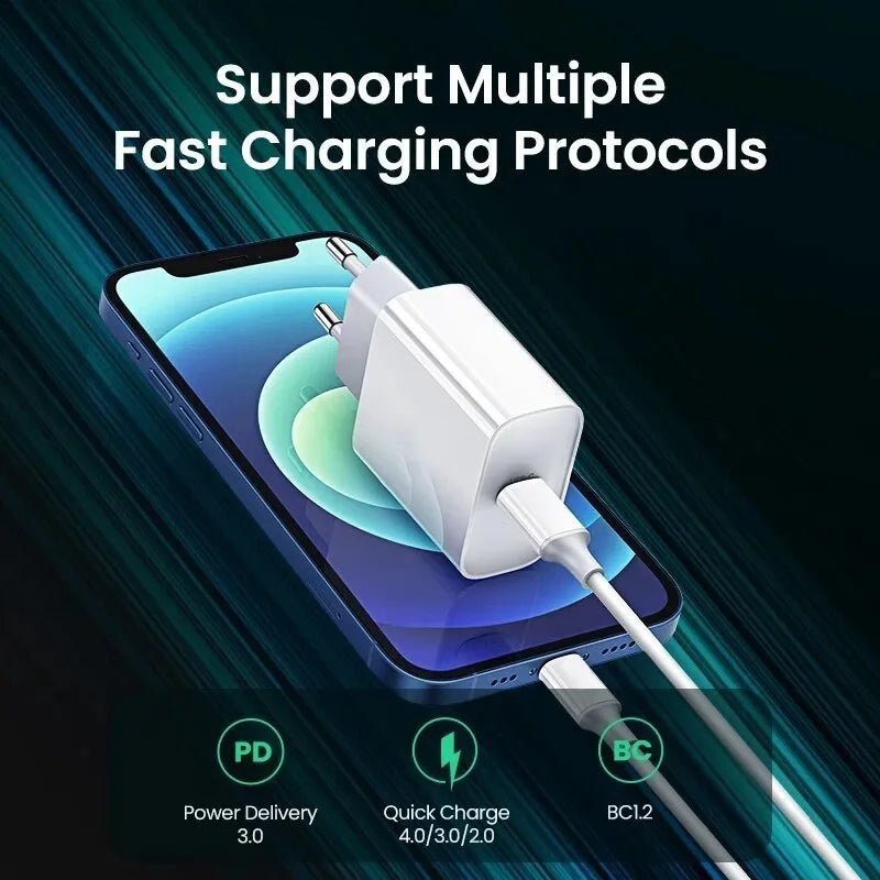White 20W USB Type-C PD wall charger with set of five international travel plug adaptors