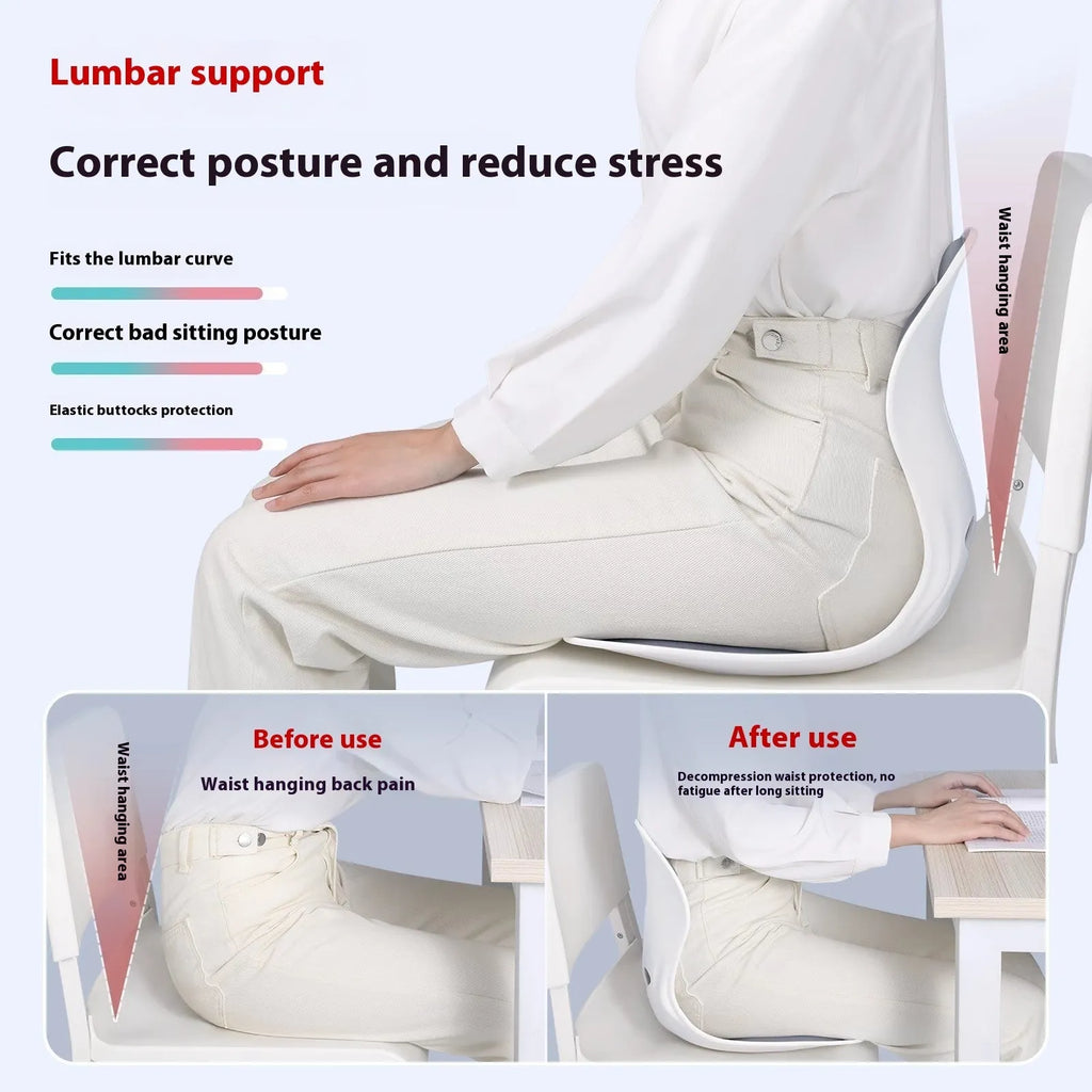 Grey and black waist support seat cushion with lumbar pillow for office chair and car seating