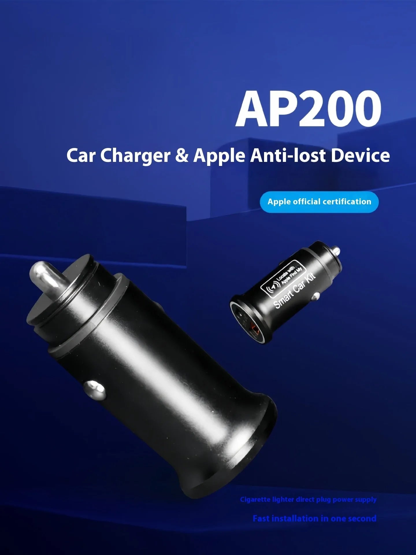 Black ABS plastic car charger locator GPS setting instrument on a dark surface.