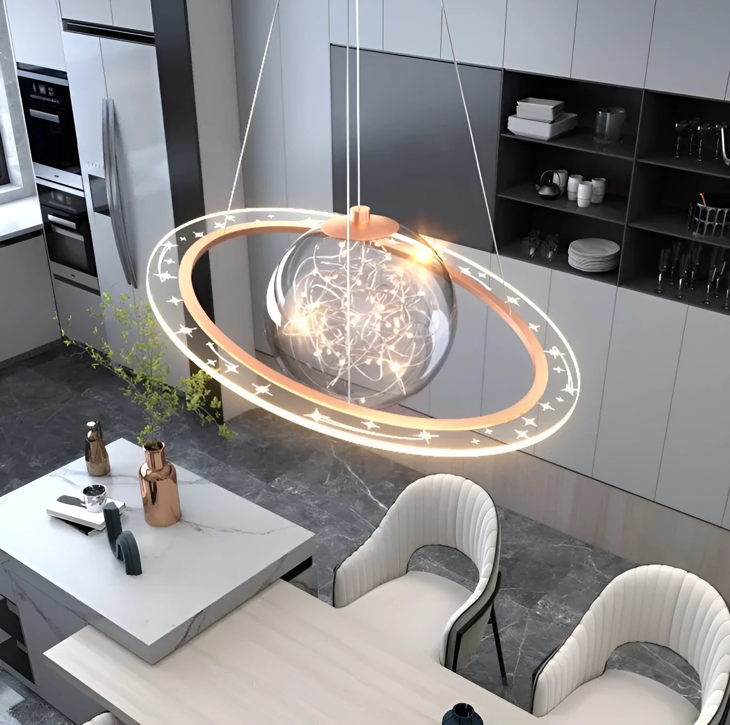 Iron LED pendant lamp 37cm black colour with tricolor dimming for bedroom or living room