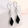 Vintage silver electroplated geometric diamond earrings with ear clip fitting