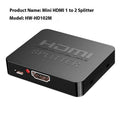 4K HDMI splitter distributing one input to two outputs with USB charger lead