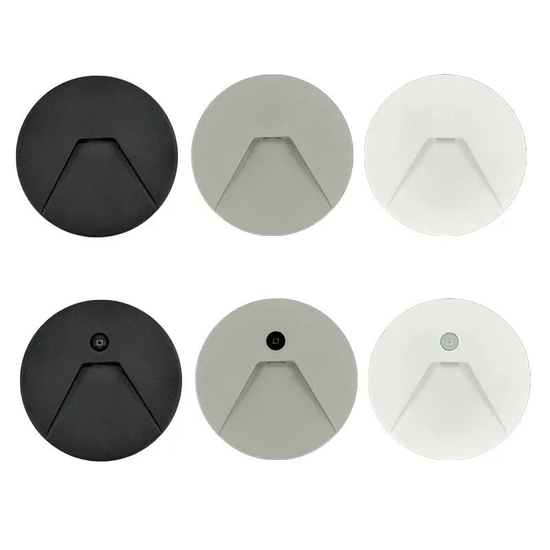 3W aluminium IP65 step light 82mm diameter warm white motion sensor outdoor stair night light