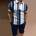 Men's casual printed short-sleeve top and matching shorts set in a colour option.