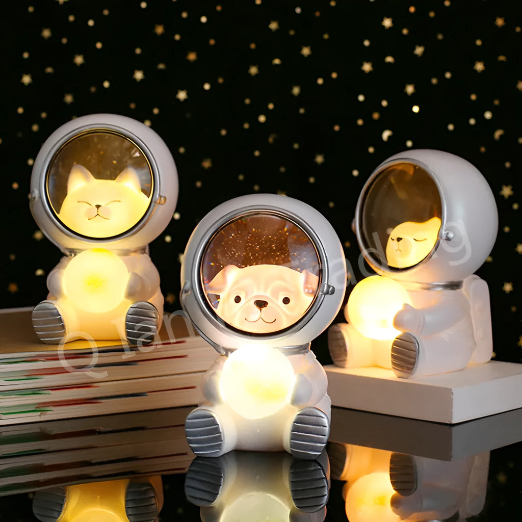Starry sky animal night light with resin bear design and LED illumination