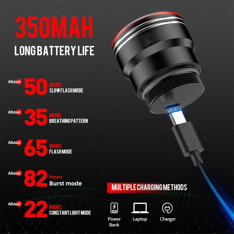 Smart brake sensing USB charging bicycle taillight with aluminum housing and COB LED