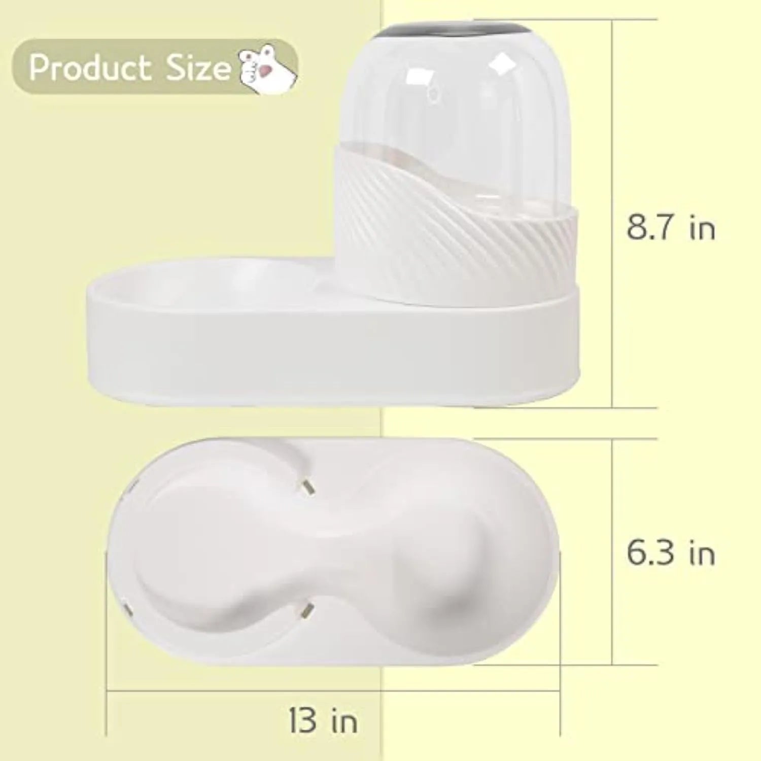 White wave-shaped automatic cat feeder and water dispenser set with 2-litre capacity.