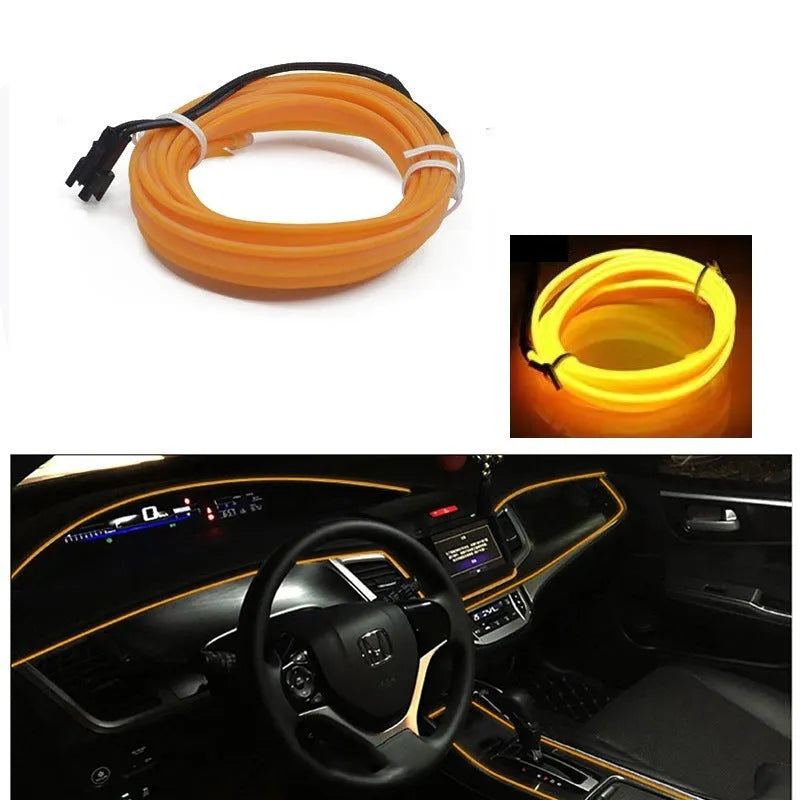 Six-metre long USB-powered LED light cable for car interior ambient lighting in multiple colour options
