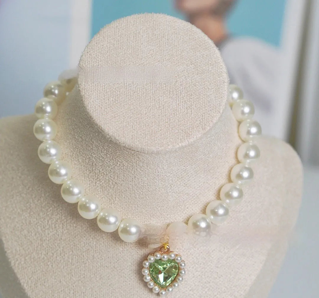 Plastic alloy resin pearl necklace cat collar in multiple colours and sizes