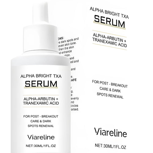30ml bottle of acne and spot removing liquid with tranexamic acid and alpha arbutin