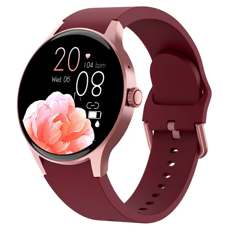 Smart Bluetooth sport watch with round display showing fitness metrics on wrist