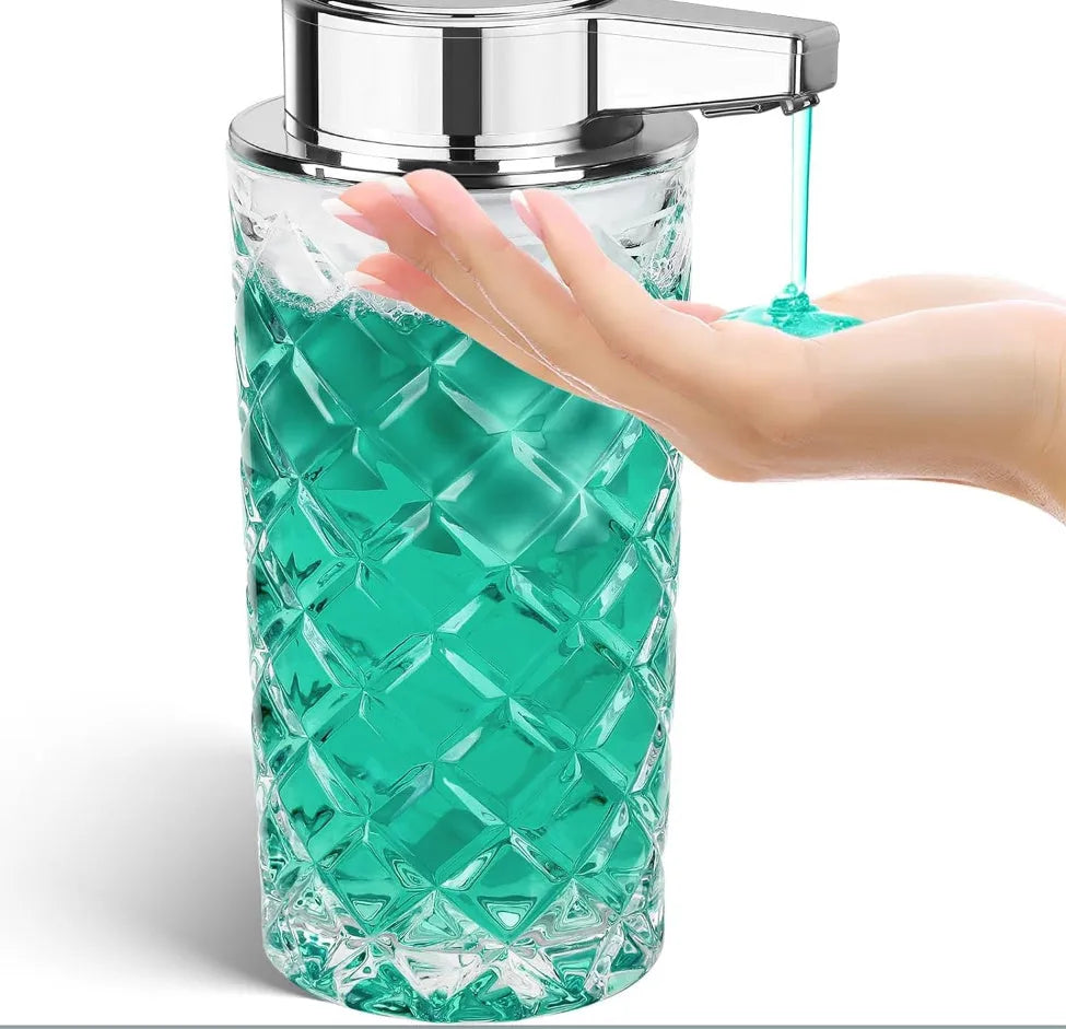 Automatic sensor soap dispenser with silver finish and USB-C charging port.