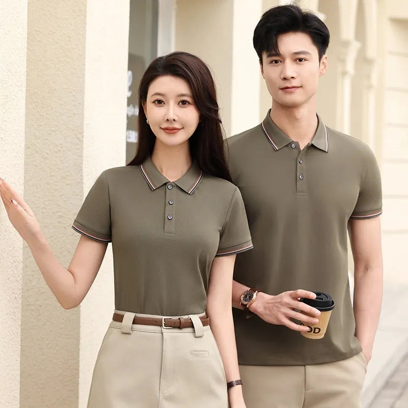 Ice silk polo shirt in solid colour with cooling copper ammonia fibre fabric