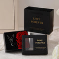 Korean style red soap flower gift set with six artificial roses in a jewellery box.