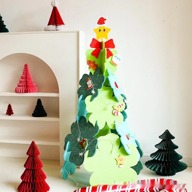 XINGX felt Christmas tree 110cm tall with star light at top on a plain background