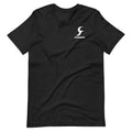 A black, loose-fitting cotton short-sleeve t-shirt with a round neck, laid flat.